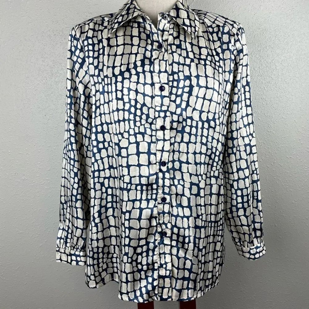 Vintage Da-Rue of California Button Down Blouse Top Size 8 EUC
